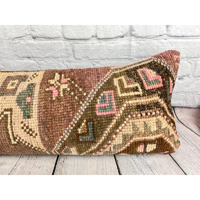 Turkish 12 x 46 Lumbar Rug Pillow Nomadic Elegance Turkish Pillow Cushion Cover For Sale - Image 3 of 7