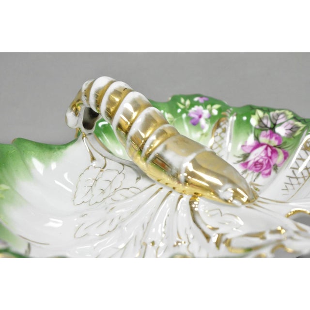 Antique Bavarian German Porcelain Gold Gilded Hand Painted Lobster Divided Dish For Sale - Image 4 of 18