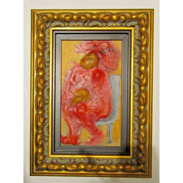 Abstract Mark Kanovich Terra-Cotta and Acrylic Painting Wood Panel Signed Dated 2012 Coa For Sale - Image 3 of 13