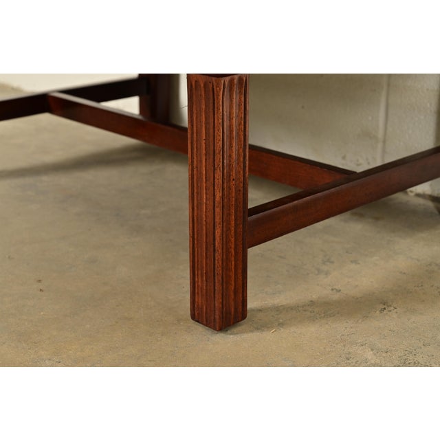 Burgundy Hancock & Moore Chippendale Leather Ottoman For Sale - Image 8 of 11