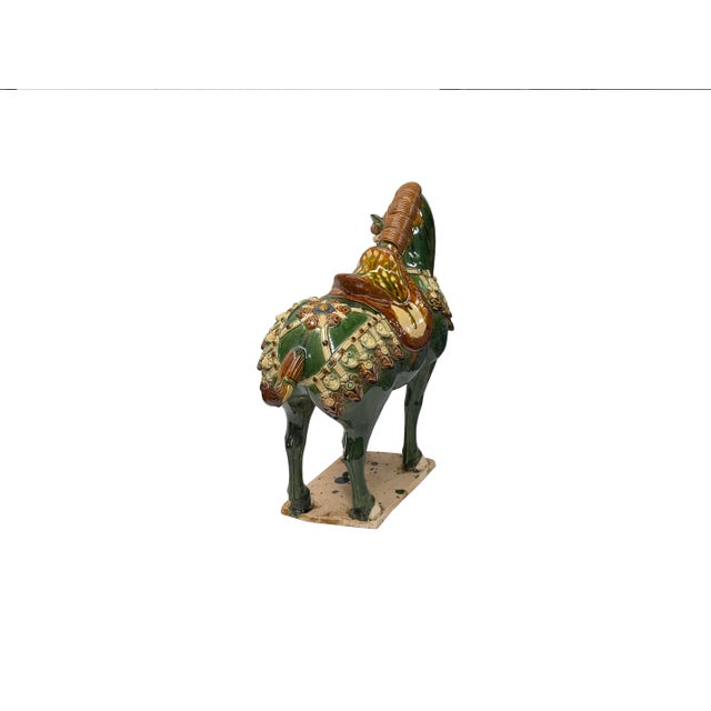 Beige Oriental Ceramic Sancai Green Brown Beige Fengshui Artistic Figure For Sale - Image 8 of 11