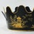 Black Vintage Chinoiserie Hand-Painted Toleware Scalloped Planter – Black and Gold Metal Cachepot For Sale - Image 8 of 9