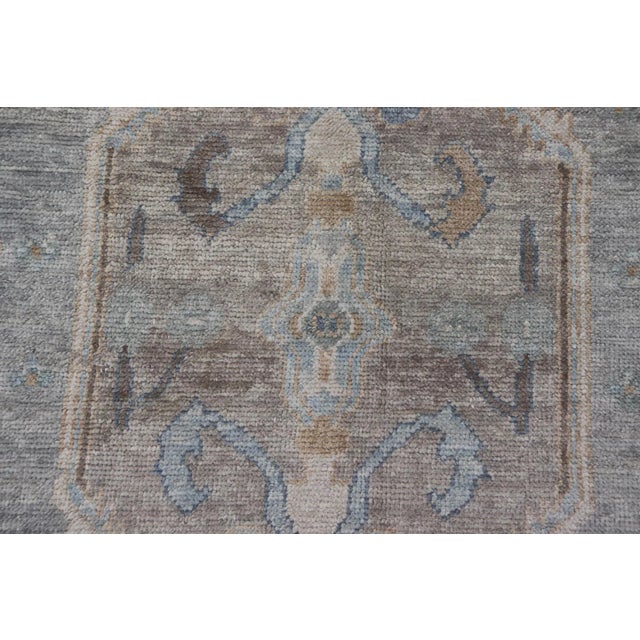 2020s Turkish Modern Oushak Rug in Medallion Design in Gray-Blue and Marigold For Sale - Image 5 of 11