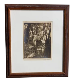 Circa 1910 Pictorialist Photograph Figurative Nude in a Forest by Charles Cook, Framed