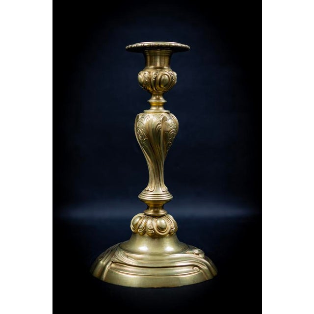Louis XV Style Gilt Bronze Candlesticks, 1800s, Set of 2 For Sale - Image 6 of 12