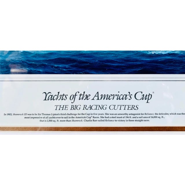 Wood Vintage ‘Yachts of the America’s Cup’ Tim Thompson Signed Special Edition Framed Print of 1903 Race Shamrock III v. Reliance, Late 20th Century For Sale - Image 7 of 12