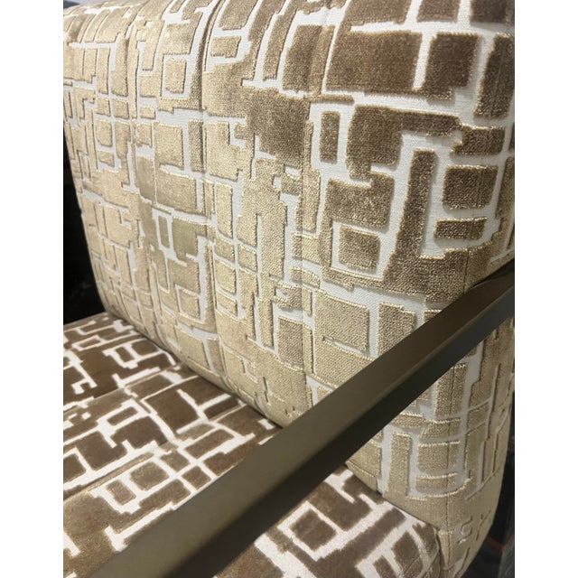 Contemporary Miles Talbott Accent Chairs in Gold /Linen -Set For Sale - Image 3 of 12