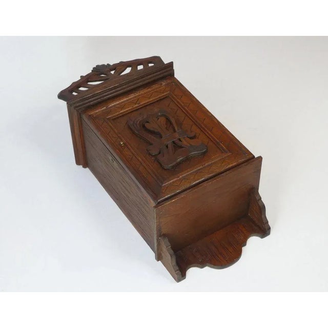 Wood Small Antique Hand Carved Wooden Cabinet For Sale - Image 7 of 10