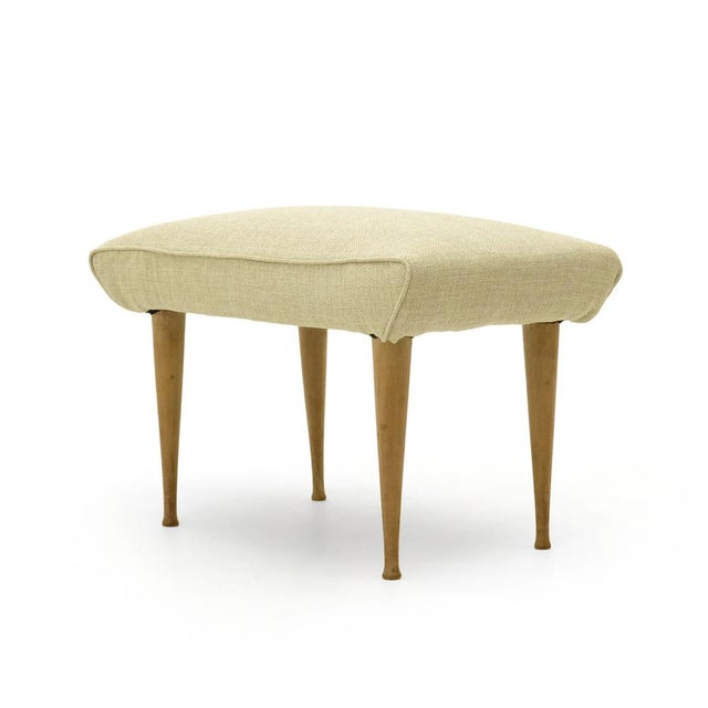 Mid-Century Modern Stool with Wooden Legs, 1950s For Sale - Image 3 of 13