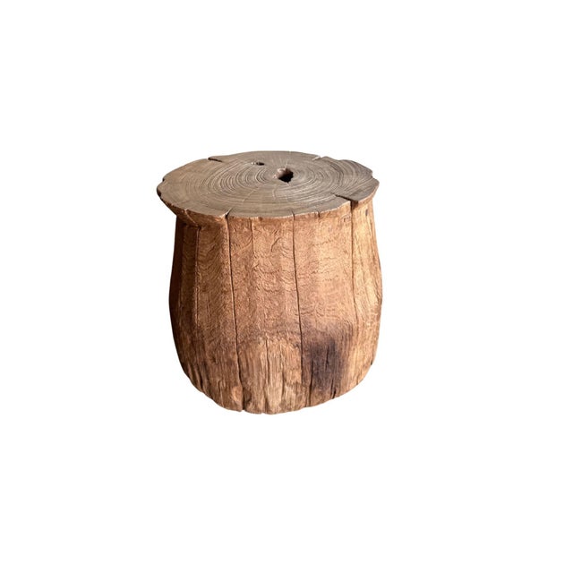 Contemporary 1970s Aged Javanese Teak Wood Side Table – Sculptural Organic Pedestal For Sale - Image 3 of 8