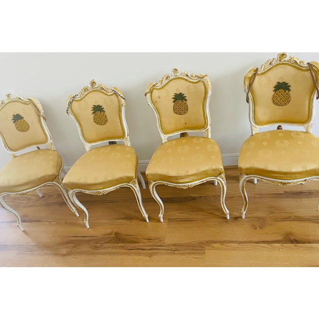 4s Antique French 19 Th C Louis XVI Chairs in MacKenzie Childs Style For Sale - Image 4 of 12