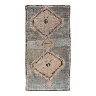 Antique Turkish Kars Rug With Geometric Medallions in Taupe and Faded Blue For Sale