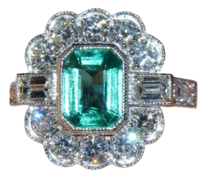 Gia Certified 2.53ct Natural Zambian Emerald & Diamond Halo Milgrain 18k White Gold Ring, Size 5