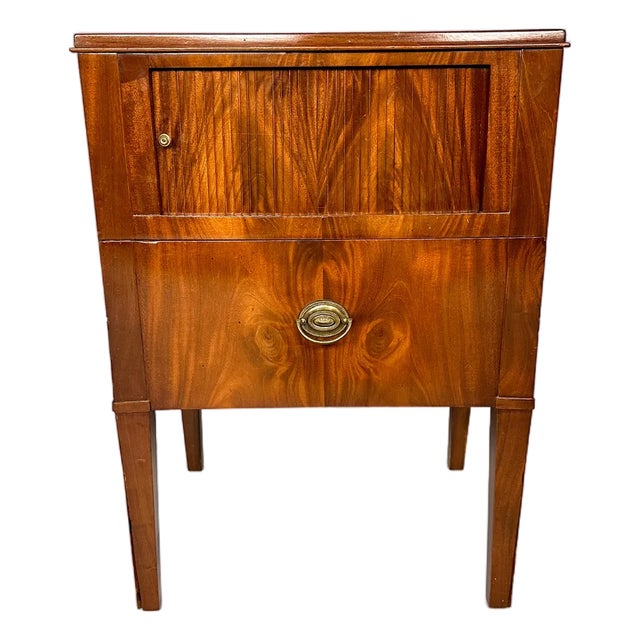 Antique Nightstand with Roller Door, 19th Century For Sale