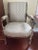 Pair of Antique French Louis XVI–Style Bergère Chairs, Green & White Striped Upholstery For Sale - Image 4 of 7
