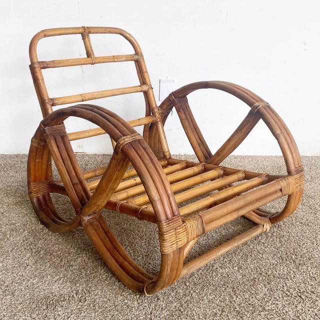 Boho Chic Three Strand Rattan Pretzel Sofa and Chair After Frankl -2 Pieces For Sale - Image 11 of 13