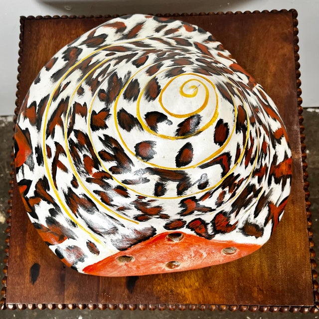 Large Vintage Mexican Hand Painted Ceramic Shell For Sale - Image 10 of 11