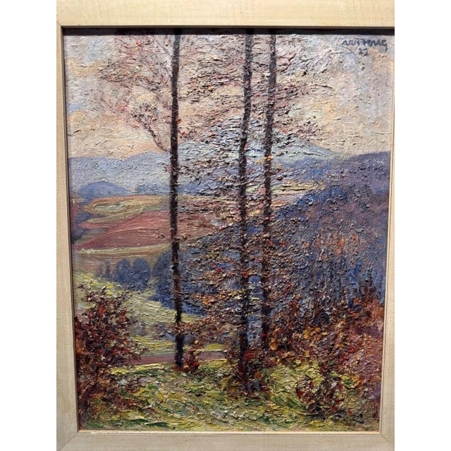 1920s Arno Haag, Autumnal Low Mountain Landscape with Trees, Oil Painting on Canvas For Sale - Image 5 of 13
