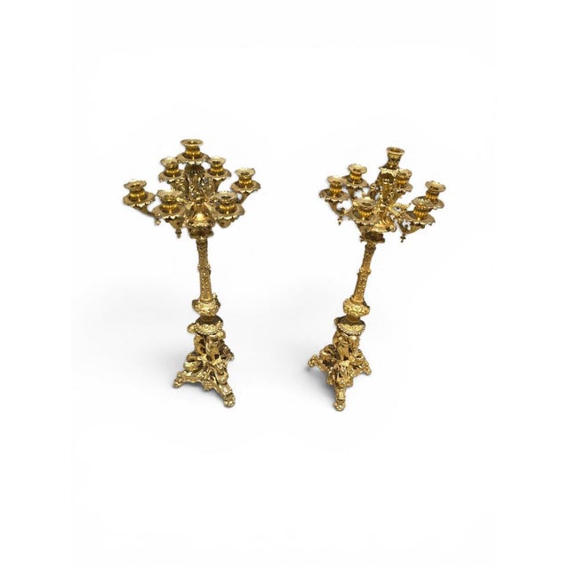 Monumental Gilt Bronze Candelabras, 19th Century, Set of 2 For Sale - Image 11 of 13