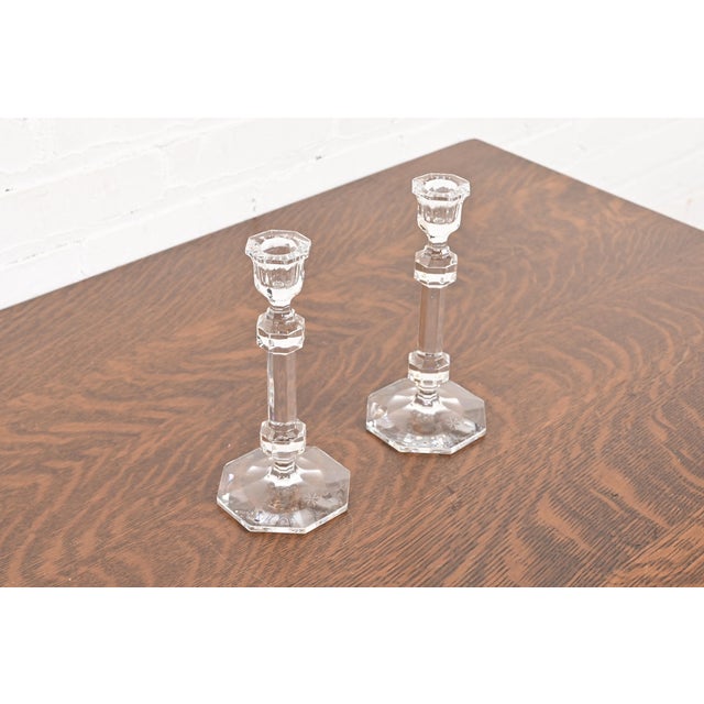 Tiffany and Co. Tiffany & Co. Clear Crystal Candlesticks, Pair For Sale - Image 4 of 9