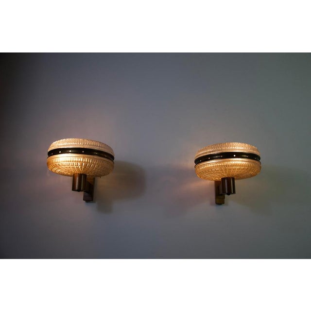 Copper and Glass Wall Lamps, Italy, 1960s, Set of 2 For Sale - Image 4 of 16