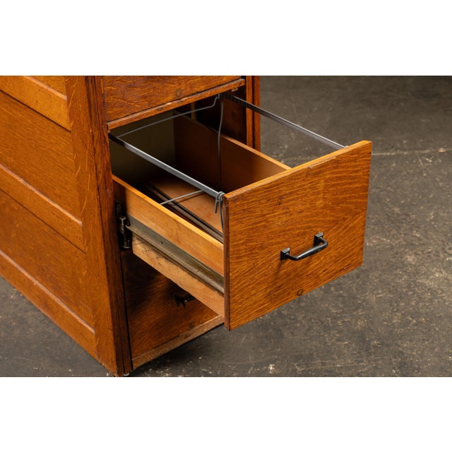 Vintage Quartersawn Card File Cabinet With Card Catalog For Sale - Image 11 of 11