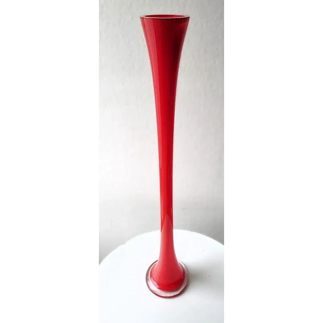 Vintage Vase in Mouth-Blown Red Glass, 1970s For Sale - Image 3 of 9