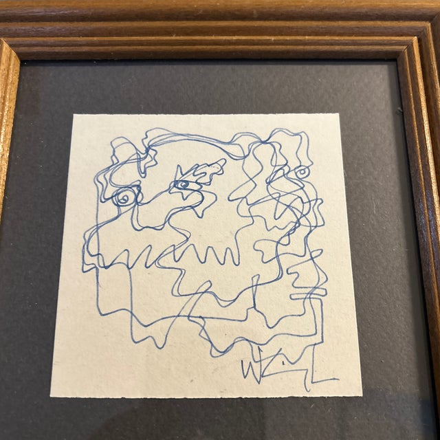 Contemporary Wayne Cunningham abstract pen and ink drawing. Measures approximately 4x4 or 7.25x7.25 framed. Check out my...