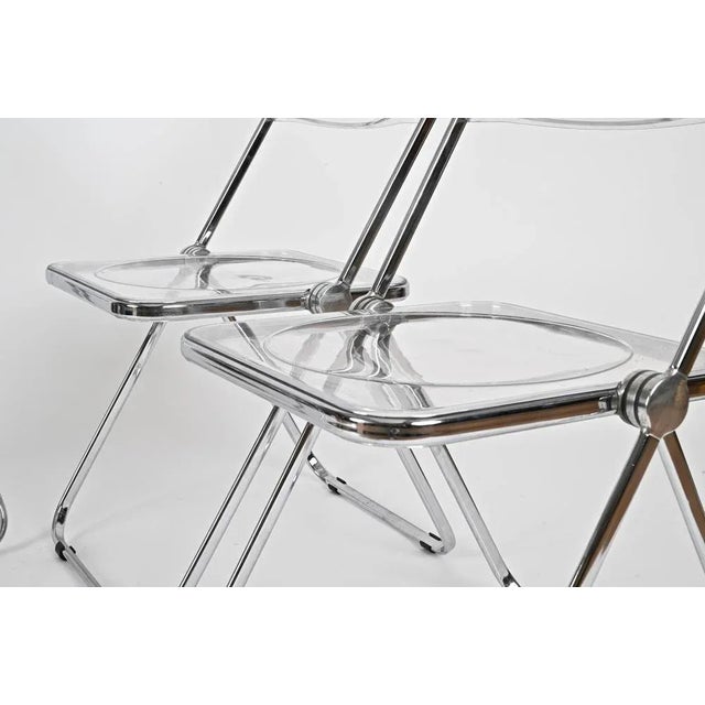 Plia Folding Chairs in Chrome and Clear Acrylic Glass attributed to Anonima Castelli, Italy, 1970s, Set of 4 For Sale - Image 11 of 15