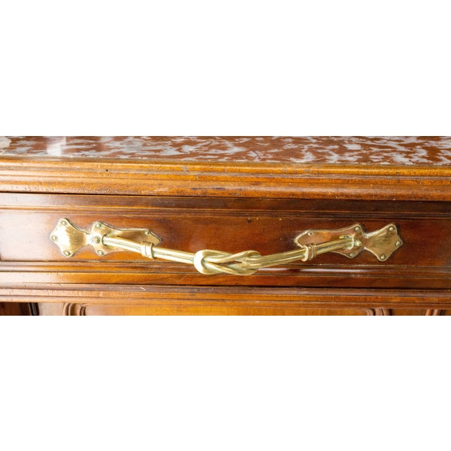 Art Nouveau Console Table in Walnut, Marble and Brass, France, 1910s For Sale - Image 14 of 18