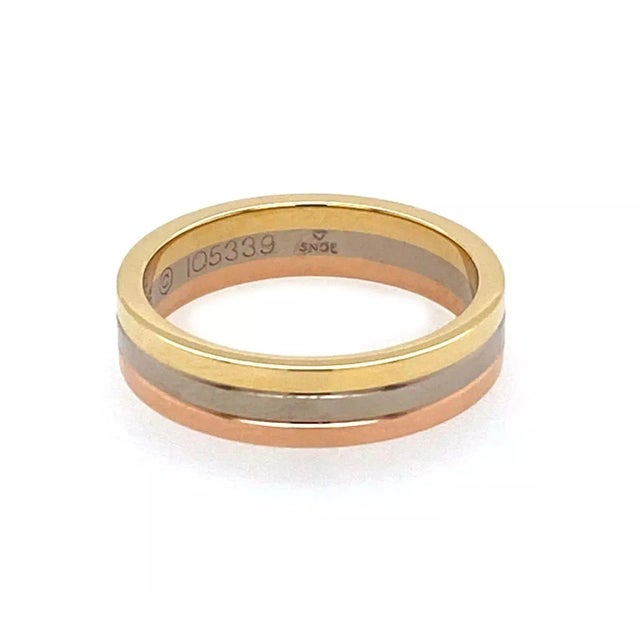 Cartier Cartier Vendome Louis Cartier 18k Tri-Color Gold 4.8mm Band Ring - Size 7.5 For Sale - Image 4 of 6