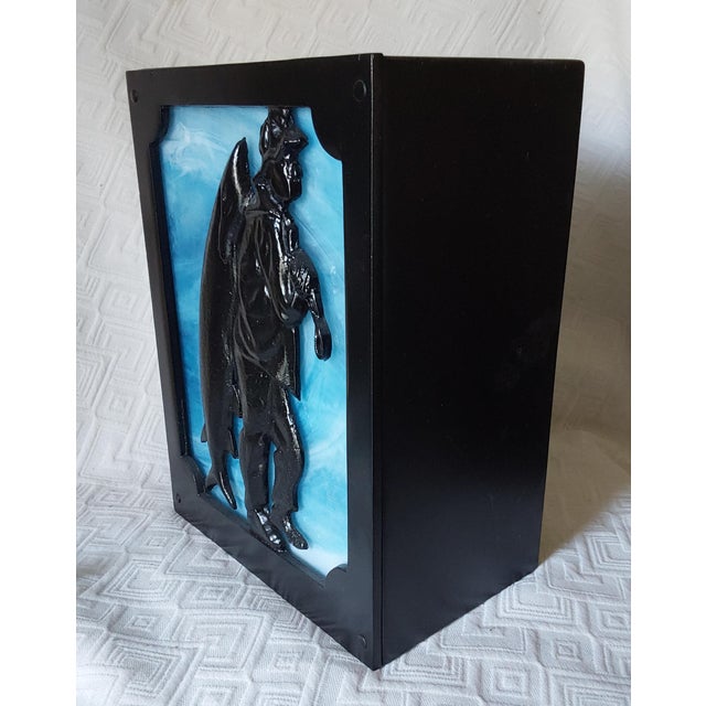Figurative Vintage Wall Sconce, Lamp, Light With Fisherman, Stained Glass For Sale - Image 3 of 5