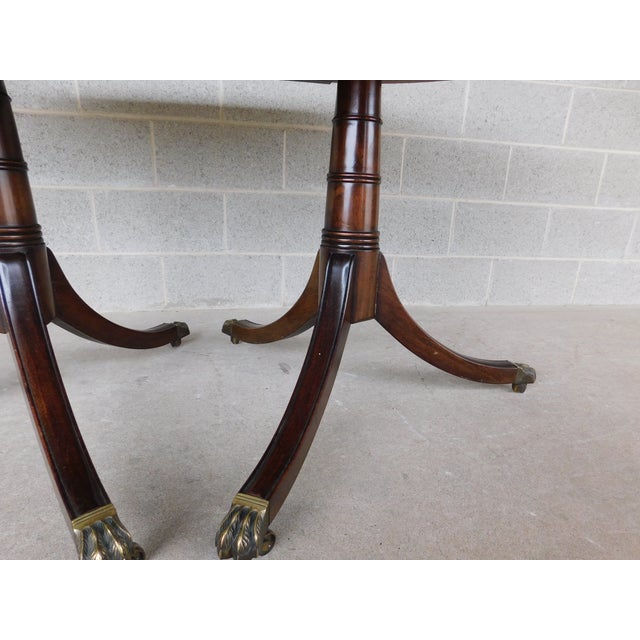 Wood Kittinger Regency Style Mahogany Double Pedestal Dining Table For Sale - Image 7 of 17