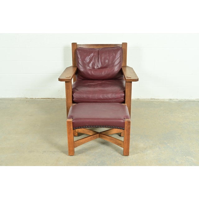 L. & J.G. Stickley, Inc. Stickley Mission Oak Arts & Crafts Eastwood Lounge Chair With Ottoman For Sale - Image 4 of 16