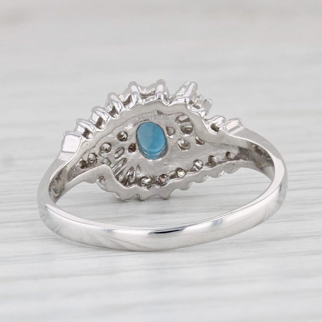 0.95ctw London Blue Topaz Diamond Ring 14k White Gold Size 7.5 Engagement Spark For Sale - Image 4 of 8