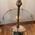 Mid 20th Century Vintage Provincial Style Stiffel Heavy Brass & Glass Top Floor Lamp With Original Shade Circa 1960s For Sale - Image 5 of 12