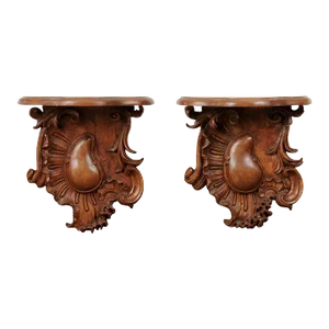 1760s French Louis XV Period Walnut Wall Brackets with Rocailles Motifs - a Pair