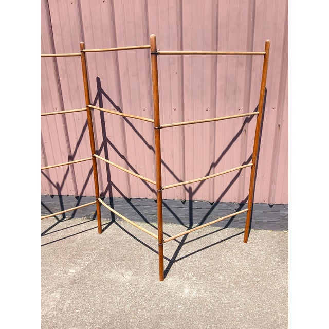 Brown Antique Primitive Fold Up Drying Rack Maple Wood Org Finish 120 in Wide 1880s For Sale - Image 8 of 17