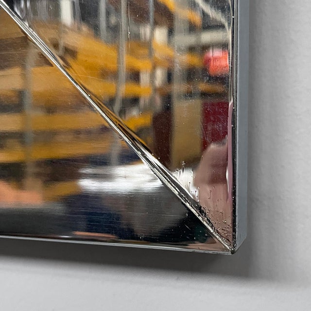 Italian Modern Square Wall Mirror in Chrome Metal, 1970s For Sale - Image 10 of 13