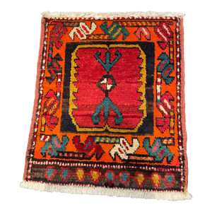 1990s Handwoven Persian Hamedan Area Rug 1'8" X 2'0"