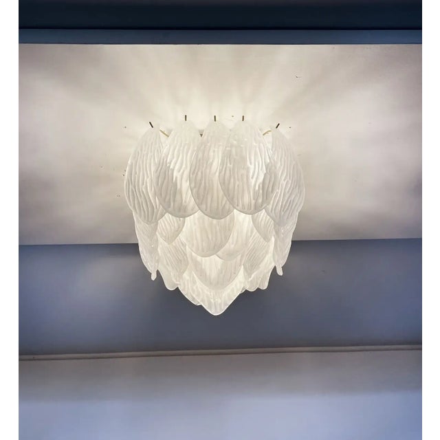 Murano Ceiling Lamp – Frosted Carved Glass Leaves For Sale - Image 10 of 10