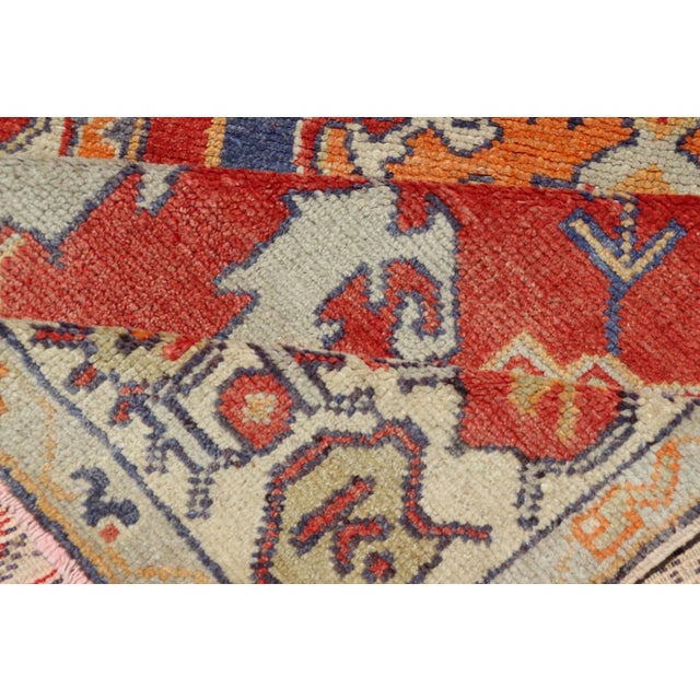 Vintage Turkish Oushak Rug With Bold Red, Indigo Blue, Saffron Gold and Ivory For Sale - Image 10 of 11
