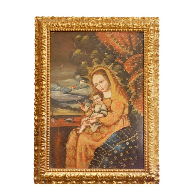 Virgin and Child, Late 19th Century, Oil on Canvas, Framed For Sale