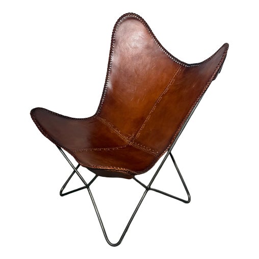 Vintage Butterfly Chair in Cognac Leather For Sale