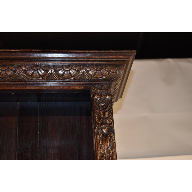 19th Century English Oak Tall Carved Bookcase For Sale - Image 9 of 10