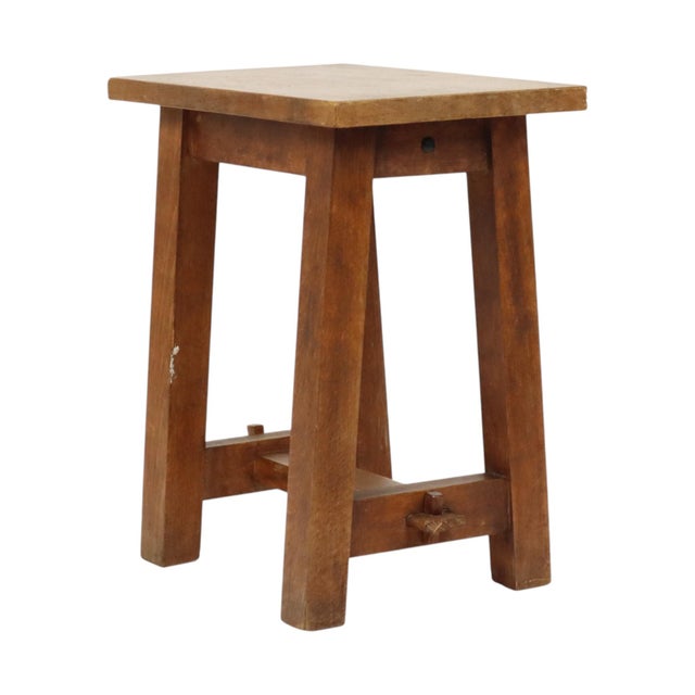 Brown Rustic Wooden Stool, Southern France, 1950s For Sale - Image 8 of 18
