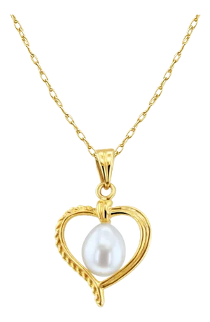Heart Shaped Necklace with Pearl Center 16"