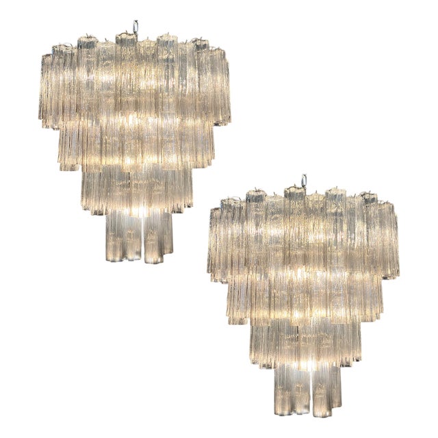 Vintage Italian Smoked Murano Glass and Nickel Chandeliers, 1990, Set of 2 For Sale