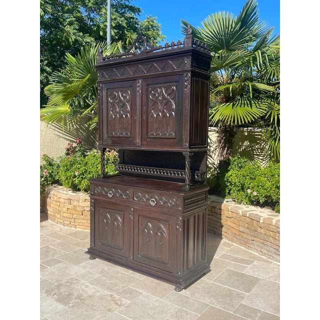 Brown Gothic Dining Cabinet, 1900s For Sale - Image 8 of 9