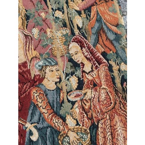 Blue Vintage French Aubusson Medieval Style Jacquard Tapestry, 1970s For Sale - Image 8 of 18
